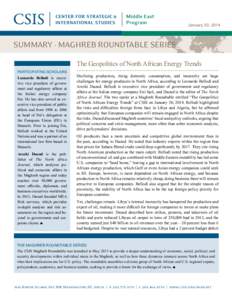 January 30, 2014  SUMMARY - maghreb ROUNDTABLE SERIES Participating Scholars  Leonardo Bellodi is executive vice president of government and regulatory affairs at