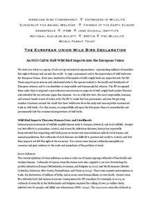 American Bird Conservancy ✧ Defenders of Wildlife Eurogroup for Animal Welfare ✧ Friends of the Earth Europe Greenpeace ✧ IFAW ✧ Jane Goodall Institute