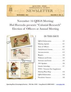 QUESTING HEIRS GENEALOGICAL SOCIETY o OUR 46TH