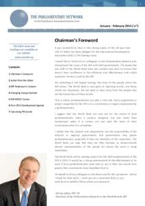 1  January - February[removed]n°1 Chairman’s Foreword The latest news and