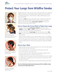 Environmental Health Investigations Branch  •  California Department of Public Health  Protect Your Lungs from Wildfire Smoke Wildfire smoke can irritate your eyes, nose, throat and lungs. It can make you cough and whe