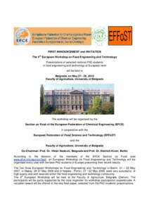 Food science / Food engineering / European Federation of Chemical Engineering / Academia / Food / Personal life / Economy