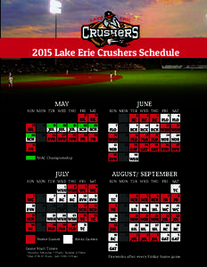 2015 Lake Erie Crushers Schedule  MAY JUNE