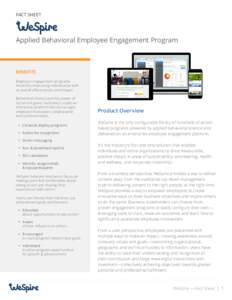 FACT SHEET  Applied Behavioral Employee Engagement Program BENEFITS Employee engagement programs