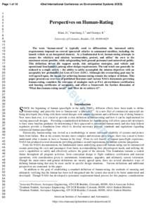 Page 1 of 10  Perspectives on Human-Rating Klaus, D.,1 Fanchiang, C.2 and Ocampo, R.3 University of Colorado, Boulder, CO, 