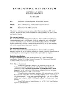 INTRA-OFFICE MEMORANDUM COUNTY OF SAN MATEO Department of Public Works March 11, 2005 TO: