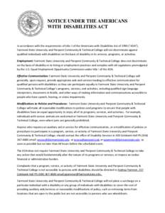 Disability / Educational psychology / Population / Americans with Disabilities Act / Fairmont State University / Fairmont /  West Virginia / Accessibility / Pierpont Community and Technical College / Marion County /  West Virginia / West Virginia / North Central Association of Colleges and Schools