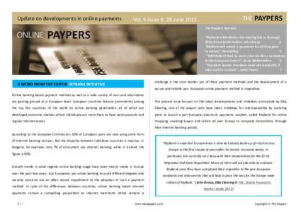 Online Paypers Newsletter on MyBank electronic authorisation