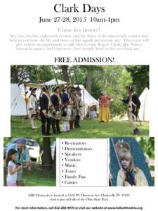 Clark Days June 27-28, 2015  10am-4pm