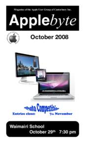 Magazine of the Apple User Group of Canterbury Inc.  Applebyte October[removed]Waimairi School