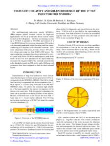 Proceedings of LINAC2012, Tel-Aviv, Israel  SUPB012 STATUS OF CH CAVITY AND SOLENOID DESIGN OF THE 17 MeV INJECTOR FOR MYRRHA∗