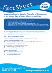 Understanding the Rules for Transfer of Entitlement in the Upper Ovens Water Management Plan The rules for Transfers of Entitlement are based around the following principles: 1. Groundwater and surface water in Zone 1 ha