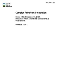 Compton Petroleum / Infrastructure / Economy of Canada / Energy / Government of Alberta / Energy Resources Conservation Board / Energy and Utilities Board