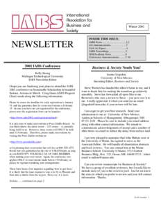 WinterINSIDE THIS ISSUE: NEWSLETTER 2001 IABS Conference