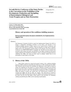 Biological Weapons Convention / Confidence and security-building measures / United Nations Office for Disarmament Affairs / Conference Board of the Mathematical Sciences / Confidence-building measures in South America / Confidence-building measures in Central America / International relations / Biological warfare / Peace