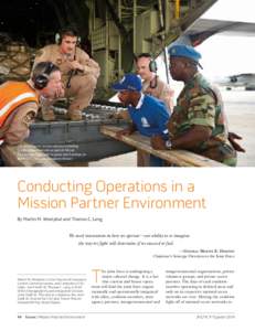 U.S. and Angolan airmen discuss unloading C-130J Super Hercules as part of African Partnership Flight with Angolan and Zambian air forces (U.S. Air Force/Benjamin Wilson)  Conducting Operations in a