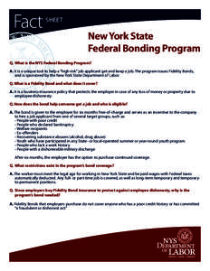 Fact  sheet New York State Federal Bonding Program
