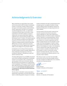 Acknowledgments & Overview Many individuals and organizations have contrib- student achievement through its comprehensive three-  uted to the success the GE Foundation’s Developing