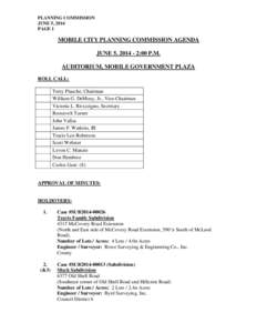 PLANNING COMMISSION JUNE 5, 2014 PAGE 1 MOBILE CITY PLANNING COMMISSION AGENDA JUNE 5, [removed]:00 P.M.