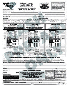 EXHIBIT SPACE CONTRACT  SANTA ROSA, CA Sonoma County Fairgrounds 1350 Bennett Valley Rd. (Zip: 95404)