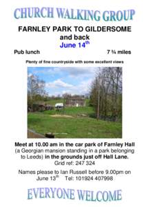 FARNLEY PARK TO GILDERSOME and back th June 14 Pub lunch