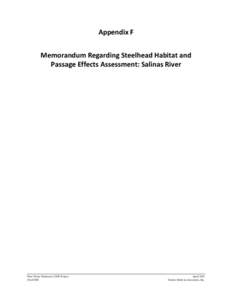 Appendix F Memorandum Regarding Steelhead Habitat and Passage Effects Assessment: Salinas River Pure Water Monterey GWR Project Draft EIR
