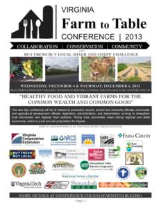 Sustainable food system / Food politics / Agricultural economics / Agrarianism / Agriculture in the United States / Local food / Cooperative extension service / Food systems / Foodshed / Rural community development / Virginia / Agriculture