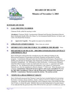 THURSTON COUNTY BOARD OF HEALTH MINUTES