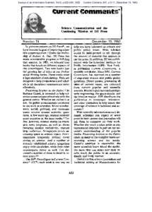 Essays of an Information Scientist, Vol:6, p[removed], 1983  Current Contents, #51, p.5-11, December 19, 1983 Science Communication