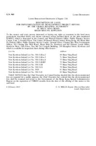 G.N[removed]Lands Department Lands Resumption Ordinance (Chapter 124) RESUMPTION OF LAND FOR IMPLEMENTATION OF DEVELOPMENT PROJECT SSP/3/001