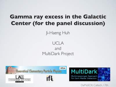 Gamma ray excess in the Galactic Center (for the panel discussion) Ji-Haeng Huh !