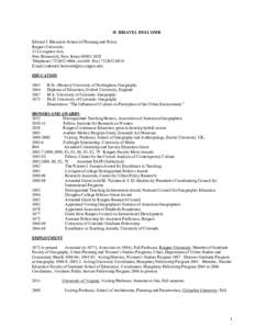 H. BRIAVEL HOLCOMB Edward J. Bloustein School of Planning and Policy Rutgers University 33 Livingston Ave, New Brunswick, New Jersey[removed]Telephone[removed], ext.688 Fax[removed]