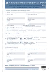 Executive Master of Business Administration Form  Graduate Admission Application 1