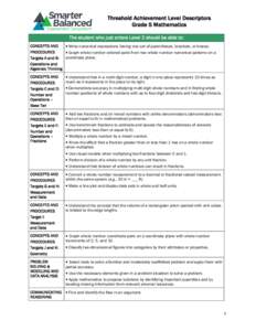 Achievement Level Descriptors - Mathematics Grade 5