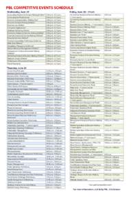 PBL COMPETITIVE EVENTS SCHEDULE Wednesday, June 24 Accounting Analysis & Decision Making (Online)* Accounting for Professionals Business Communication (Writing Test)* Business Decision Making (Online)*