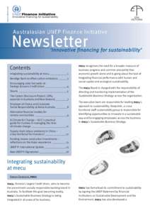 Issue 11 March 2006  ‘Innovative financing for sustainability’ Contents Integrating sustainability at mecu _____________1