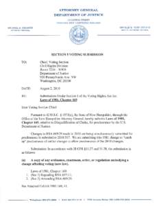 ATTORNEY GENERAL  DEPARTMENT OF JUSTICE 33 CAPITOL STREET  CONCORD, NEW HAMPSHIRE[removed]