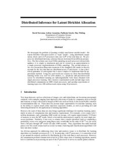 Latent Dirichlet allocation / Linear discriminant analysis / Machine learning / Parallel computing / Algorithm / Gibbs sampling / Mixture model / Speedup / Expectation–maximization algorithm / Statistics / Statistical natural language processing / Statistical classification