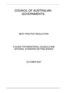 Council of Australian Governments - Best Practice Regulation