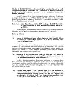 Minutes of the 176th EXIM Committee meeting for export and import of seeds and planting materials held under the Chairmanship of Additional Secretary (AKS), DAC, on 31st May, 2013 at 3.00 P.M. in Mahalanobis Room, Krishi