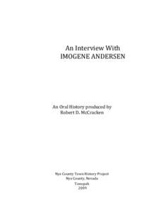 An Interview With IMOGENE ANDERSEN An Oral History produced by Robert D. McCracken