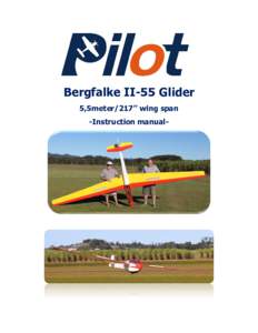 Bergfalke II-55 Glider 5,5meter/217’’ wing span -Instruction manual- 1-) Locate the stab/elevator assembly. From the bottom Left