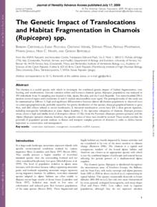 Journal of Heredity Advance Access published July 17, 2009 Journal of Heredity doi:[removed]jhered/esp053