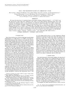 The Astrophysical Journal, 613:L153–L156, 2004 October 1 䉷 2004. The American Astronomical Society. All rights reserved. Printed in U.S.A. TrES-1: THE TRANSITING PLANET OF A BRIGHT K0 V STAR 1,2