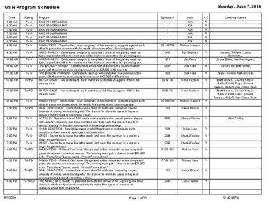 Monday, June 7, 2010  GSN Program Schedule