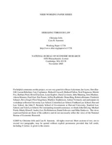 NBER WORKING PAPER SERIES  DEBIASING THROUGH LAW Christine Jolls Cass R. Sunstein Working Paper 11738
