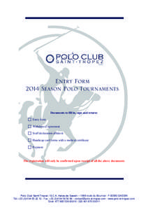 Entry Form 2014 Season Polo Tournaments