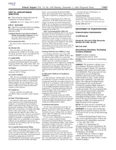 Federal Register / Vol. 79, No[removed]Monday, December 1, [removed]Proposed Rules PART 39—AIRWORTHINESS DIRECTIVES 1. The authority citation for part 39 continues to read as follows: