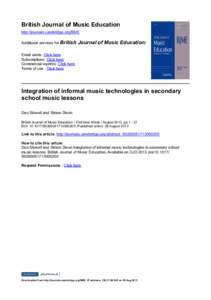 British Journal of Music Education http://journals.cambridge.org/BME Additional services for British Journal of Music Education: