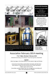 Jan/Feb 2014 Newsletter Woodworkers Association of NSW PO Box 1016 Bondi Junction NSW 1355 ABN[removed]